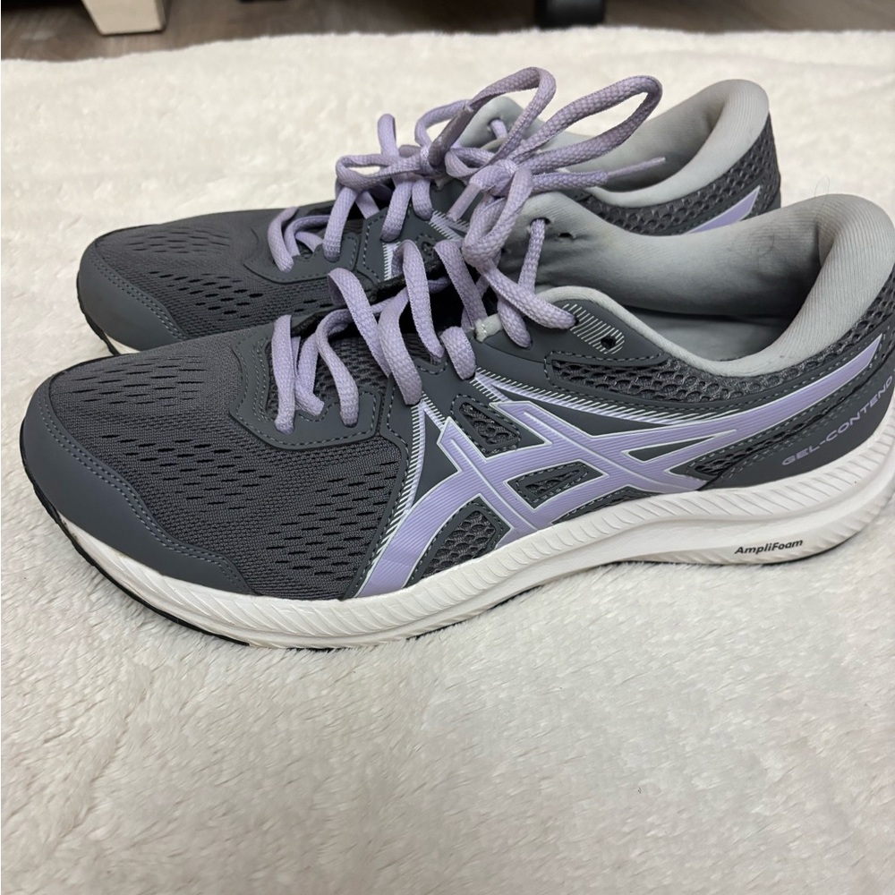 ASICS Gel Contend Running Shoes Gray Purple Women’s Size 8.5 Athletic Sneakers